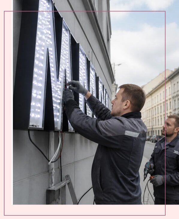 Изготовление и монтаж светодиодных LED вывесок в Инте